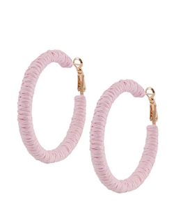 Raffia Colorful Hoop Earrings EH700085 PINK